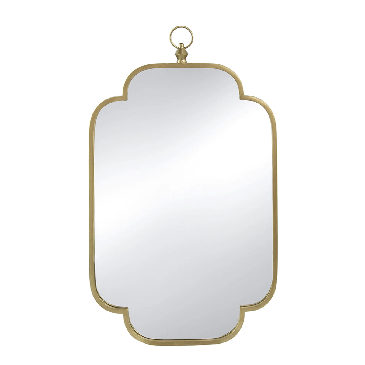 Gold Curved Notched Edges Wall Mirror with Ring - 36" A523499