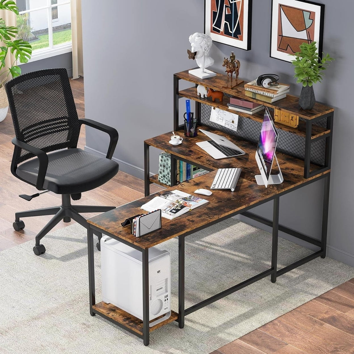 67" Computer Desk with Hutch I483