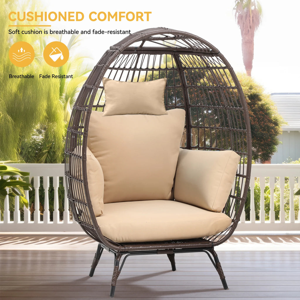Egg Chair with Cushion Wicker PE Rattan Chair X404640