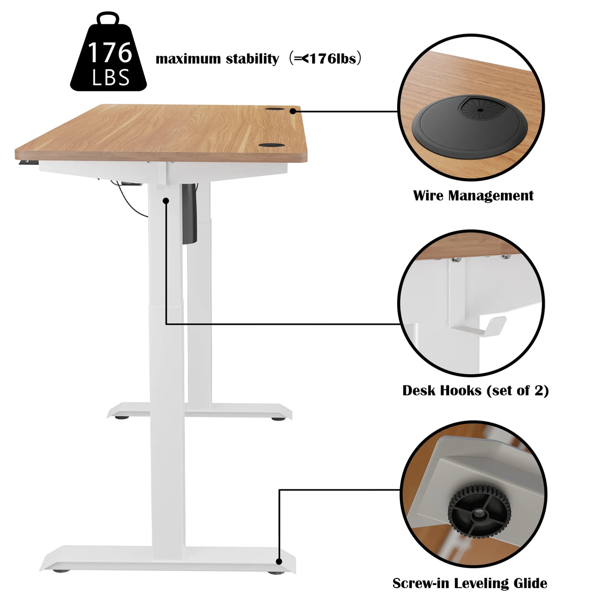 48" x 24" Height Adjustable Electric Standing Desk with Memory Controller G156