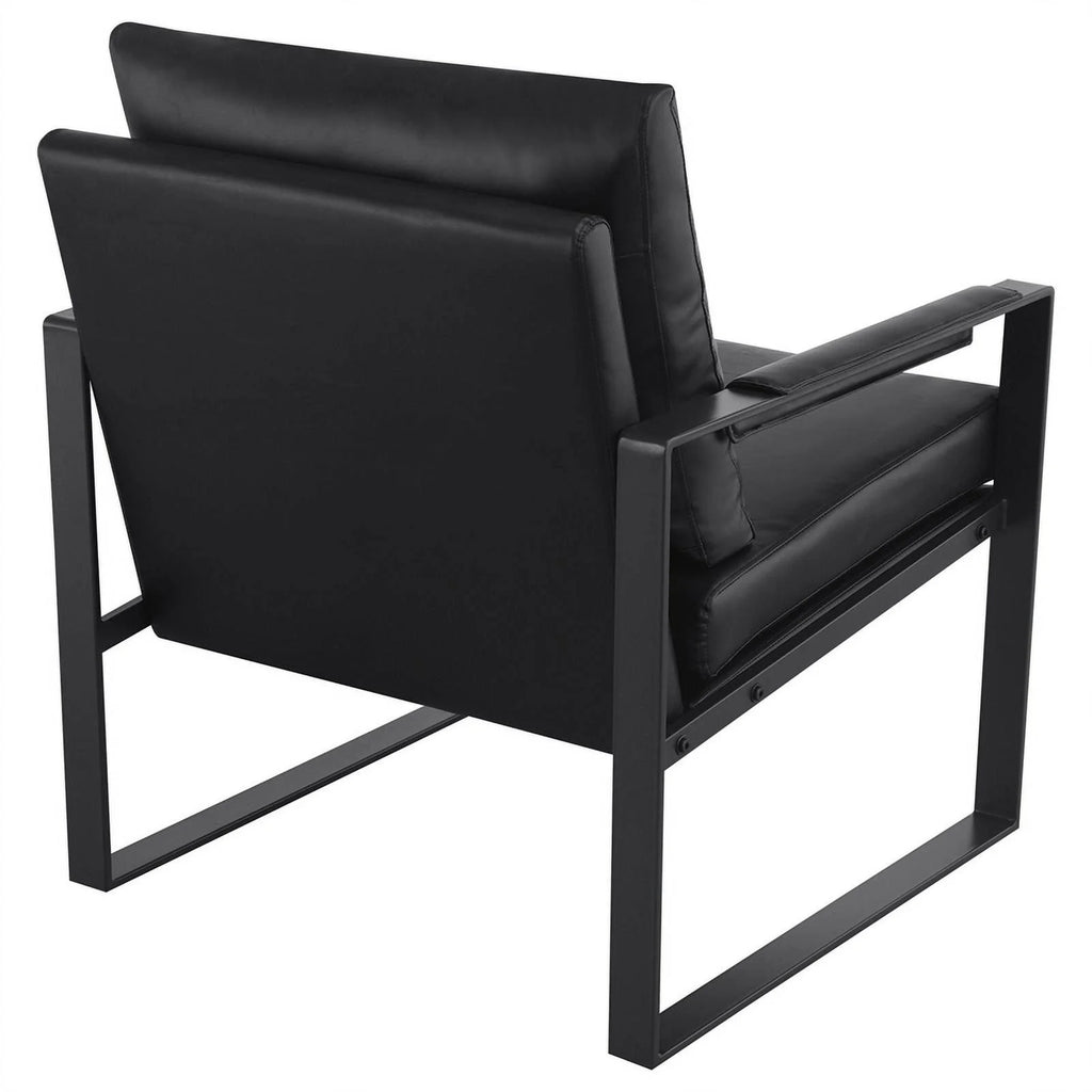 Black Faux Leather Accent Chair with Track Arms L58915