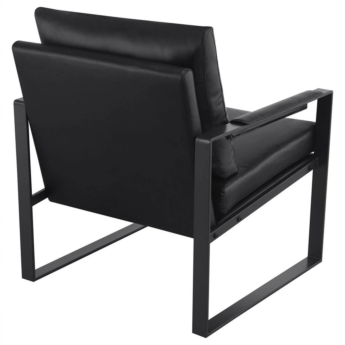 Black Faux Leather Accent Chair with Track Arms L58915