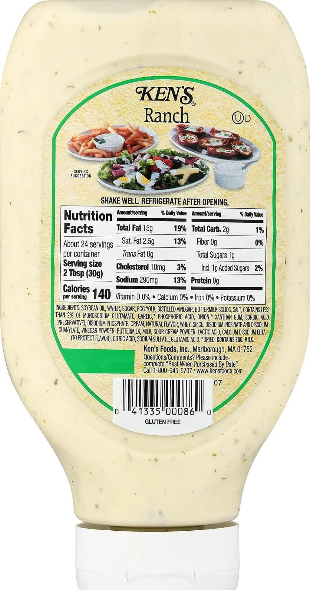 Ranch Dressing Topping & Spread 24 Fl Oz Pack Of 2 Gluten-Free V2148