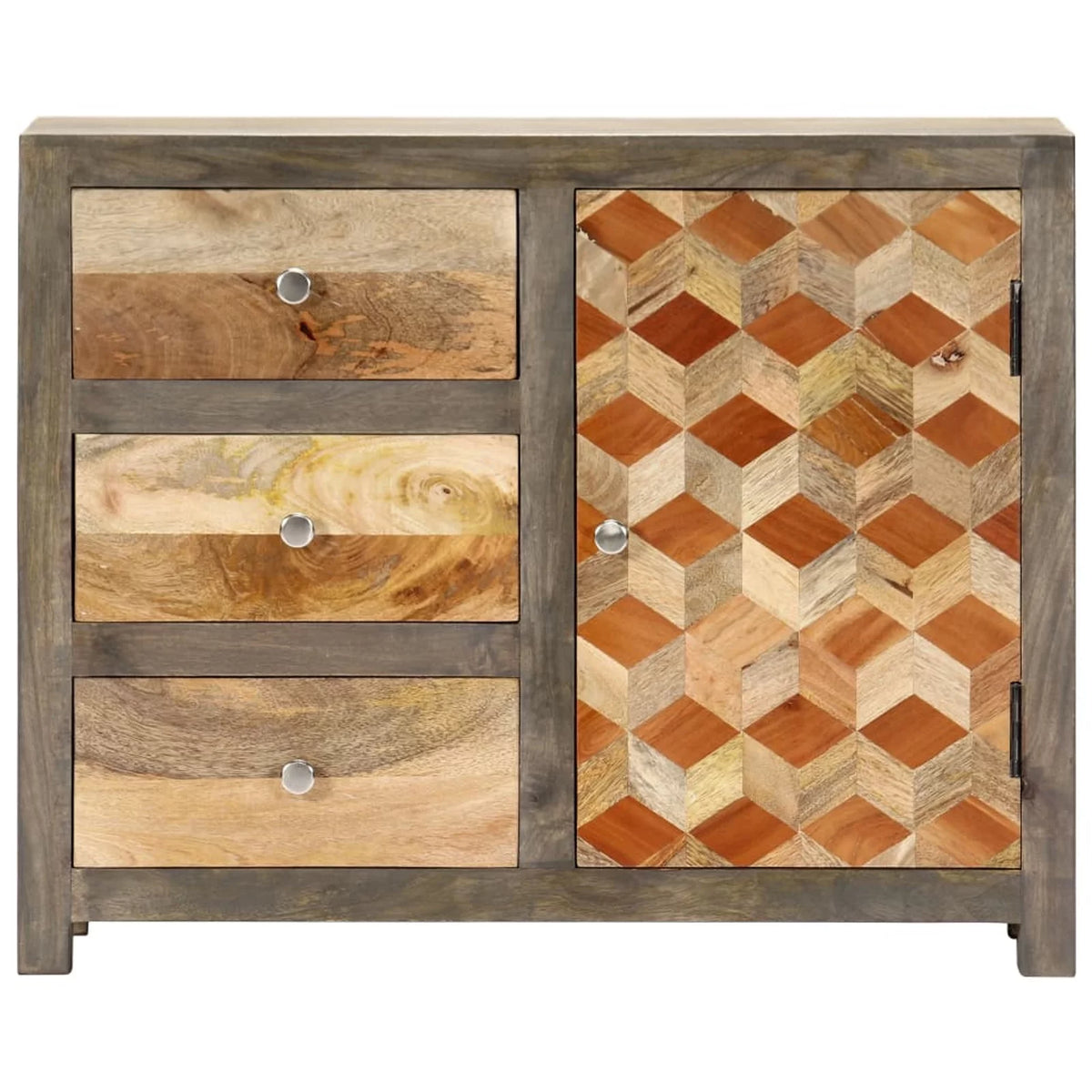 Gray Solid Mango Wood Side Cabinet R458293
