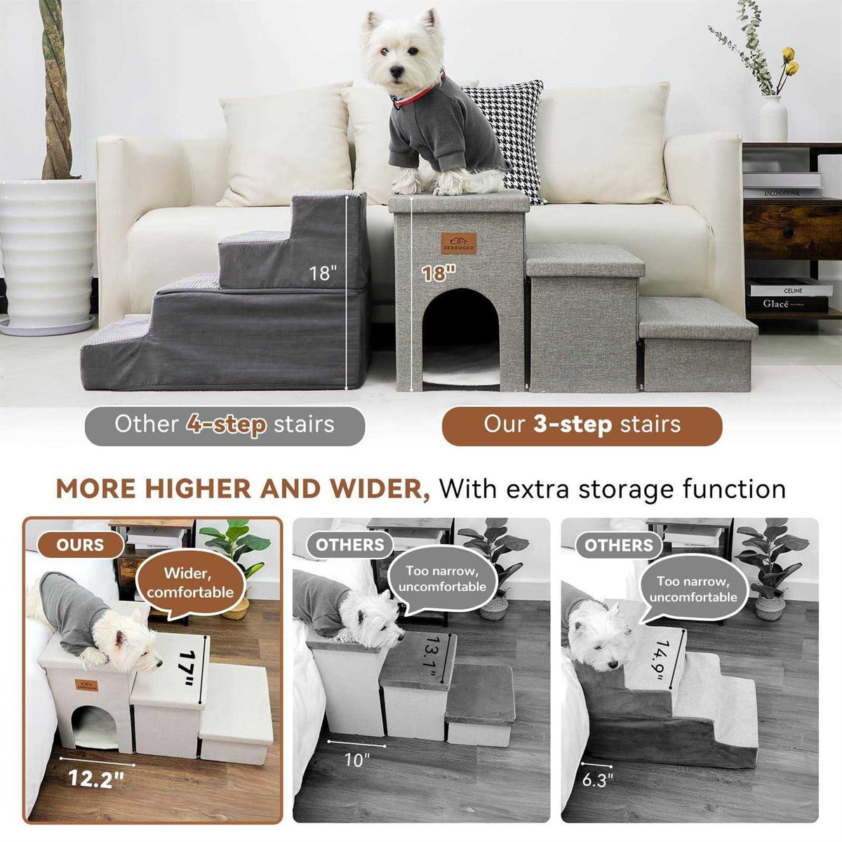 Foldable Dog Stairs with Storage K63249