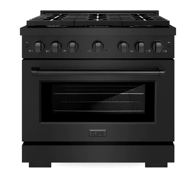 36 5.2 cu. ft. Gas Range with Convection Oven and 6 Brass Burners in Black Stainless Steel E118505