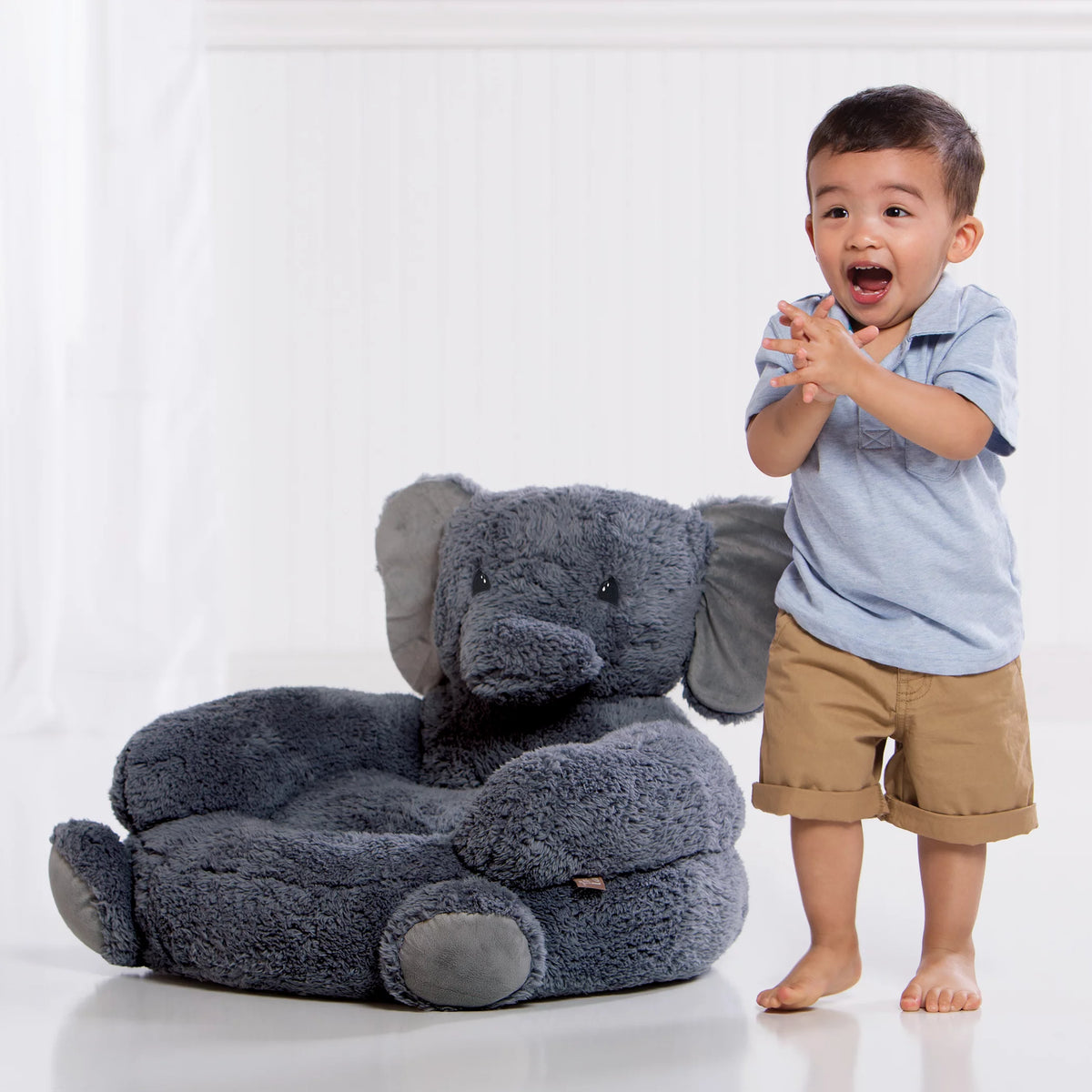 Plush Gray Elephant Toddler Chair M2051