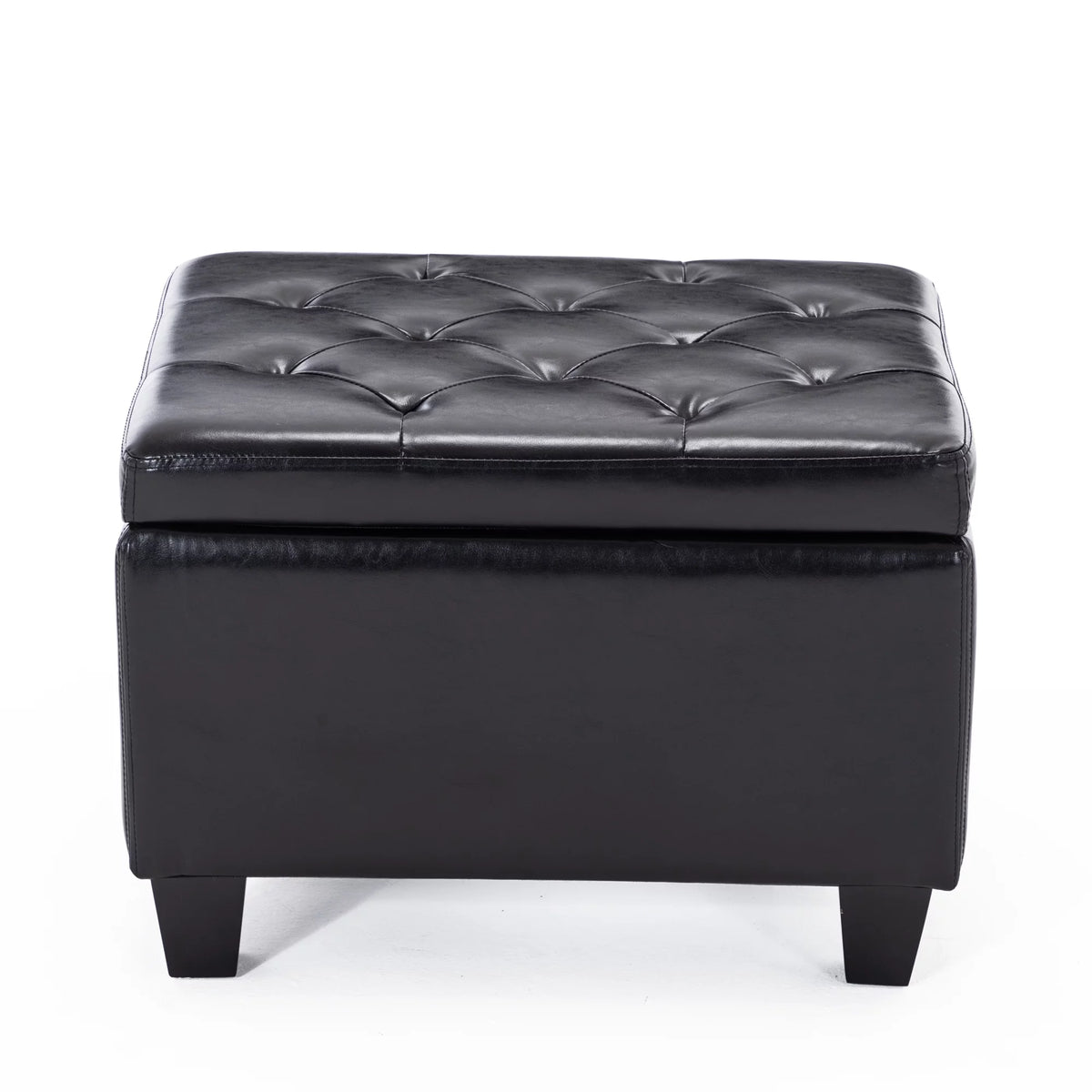 Black Faux Leather Storage Ottoman N7242
