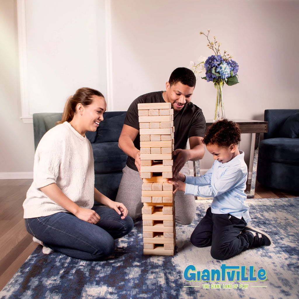 60 Jumbo Wooden Blocks Tumbling Timber Toy with Storage Crate U475