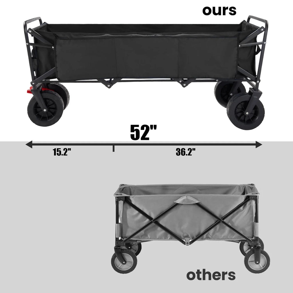 Collapsible Garden Cart Folding Wagon with Wheels Black T7128