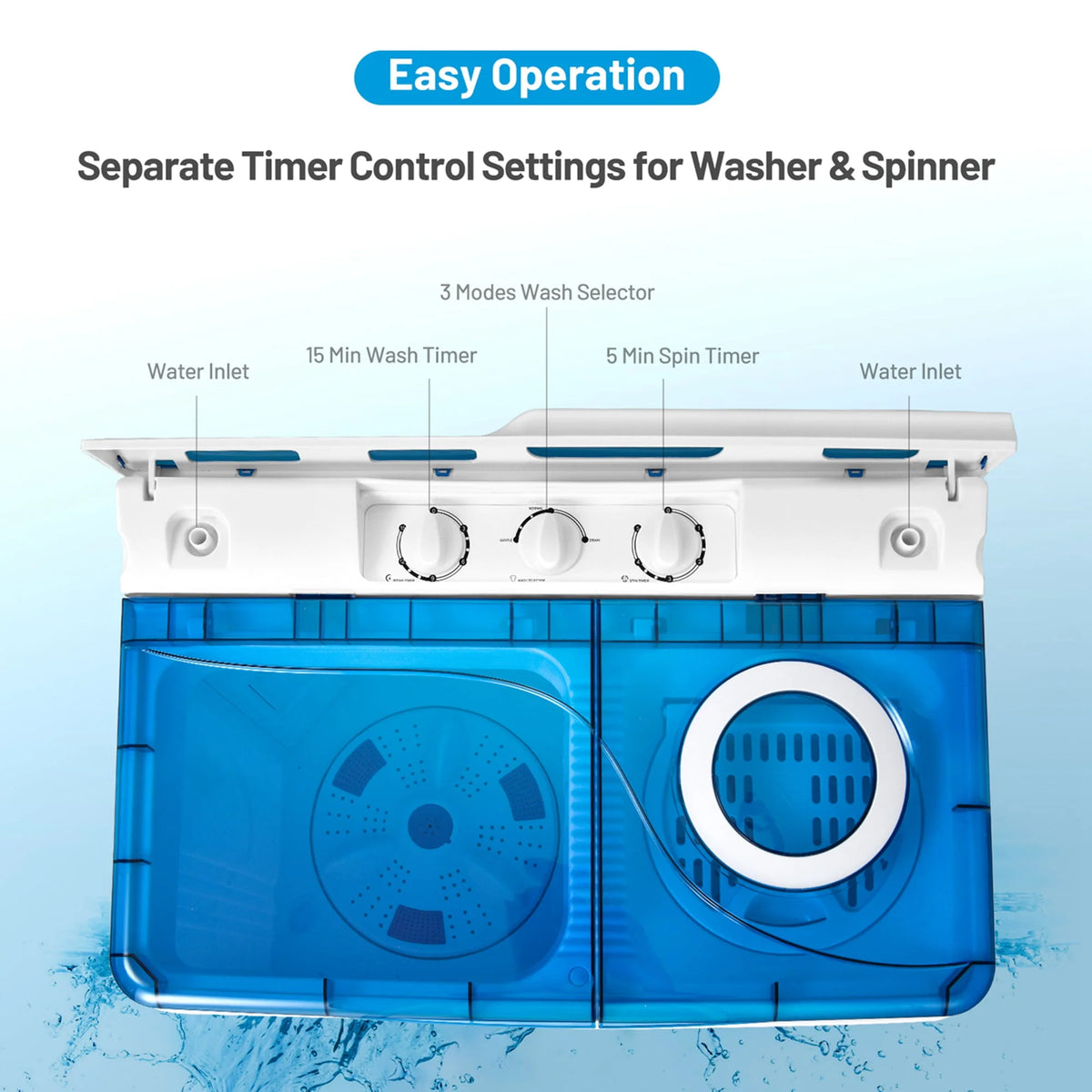 Portable Semi-automatic Washing Machine Blue A375959