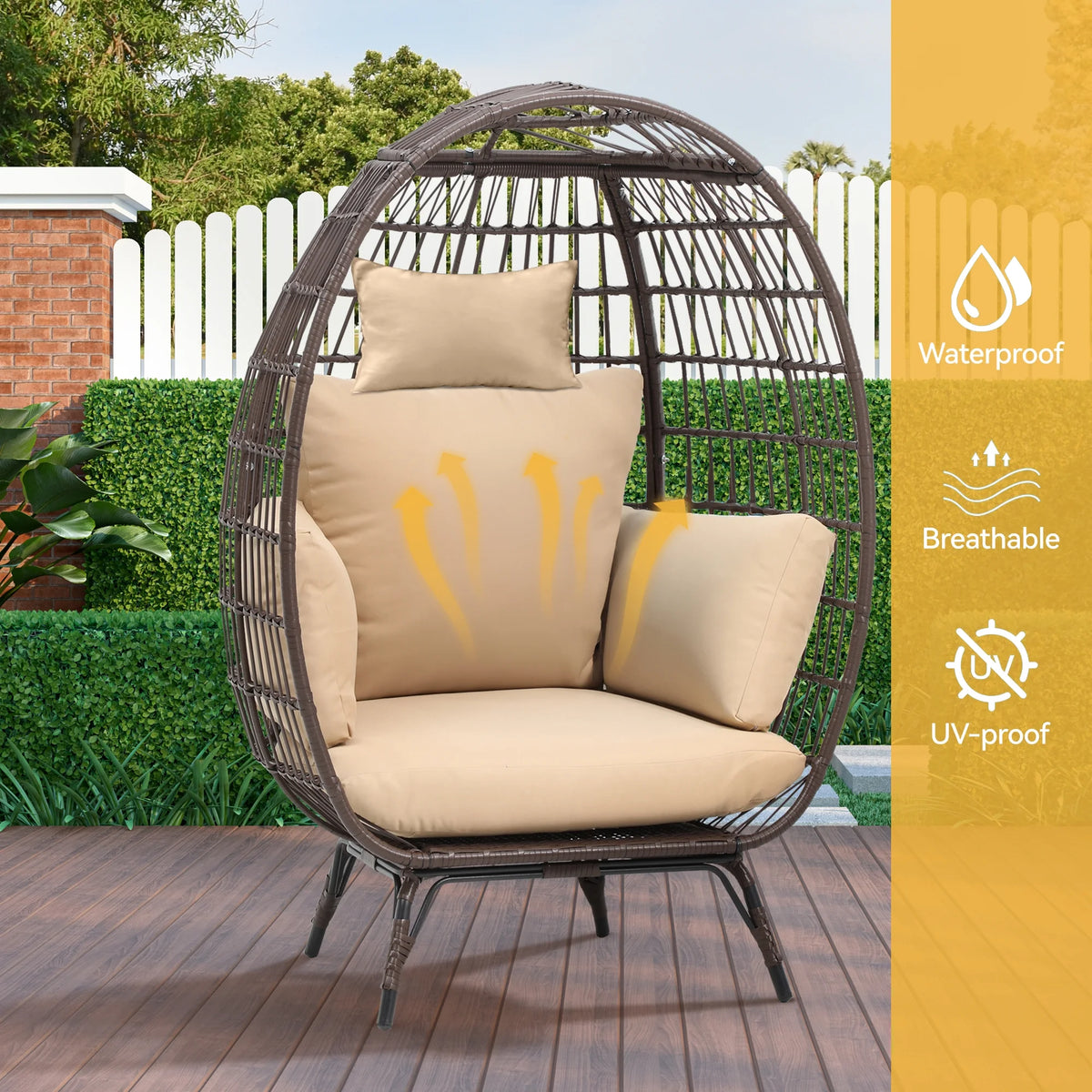 Egg Chair with Cushion Wicker PE Rattan Chair X404640