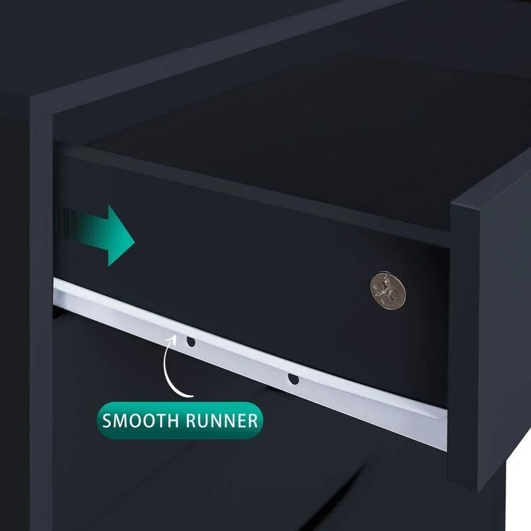 Black Wood File Cabinet J5005