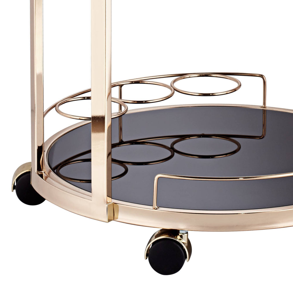 Round Black Glass Serving Cart Y9119