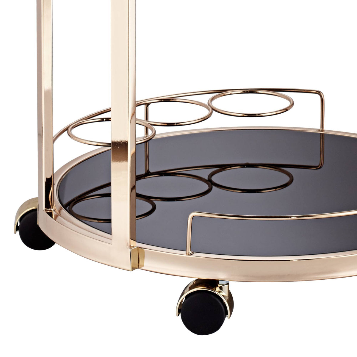 Round Black Glass Serving Cart Y9119