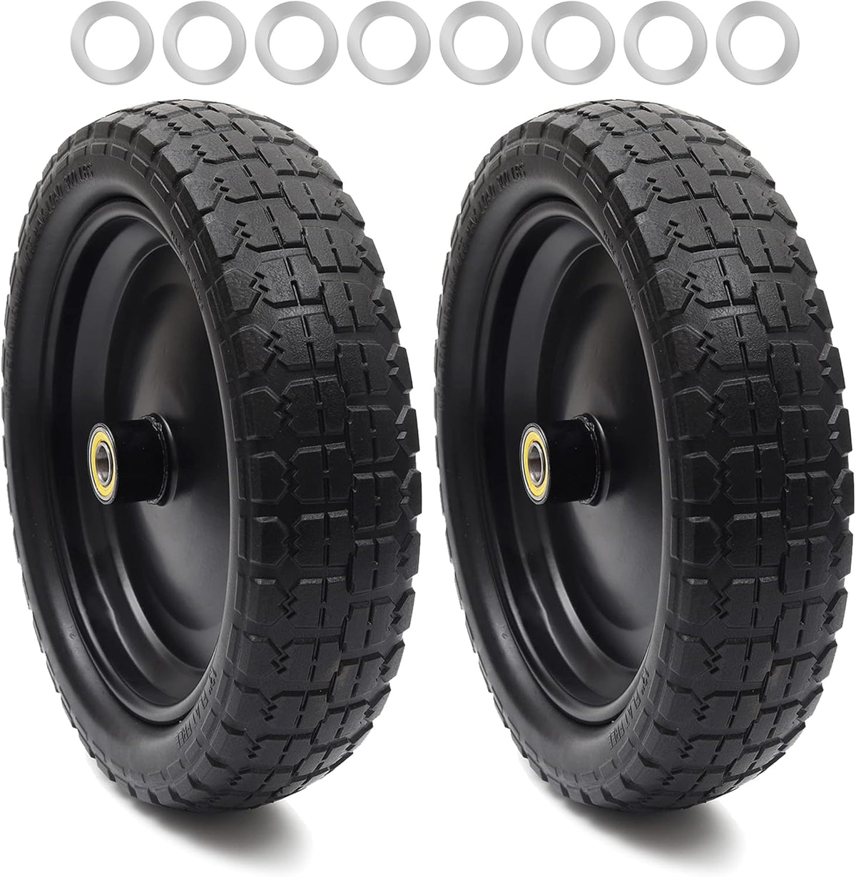 13'' Solid Polyurethane Flat-Free Tire and Wheel Assemblies 2-Pack H903
