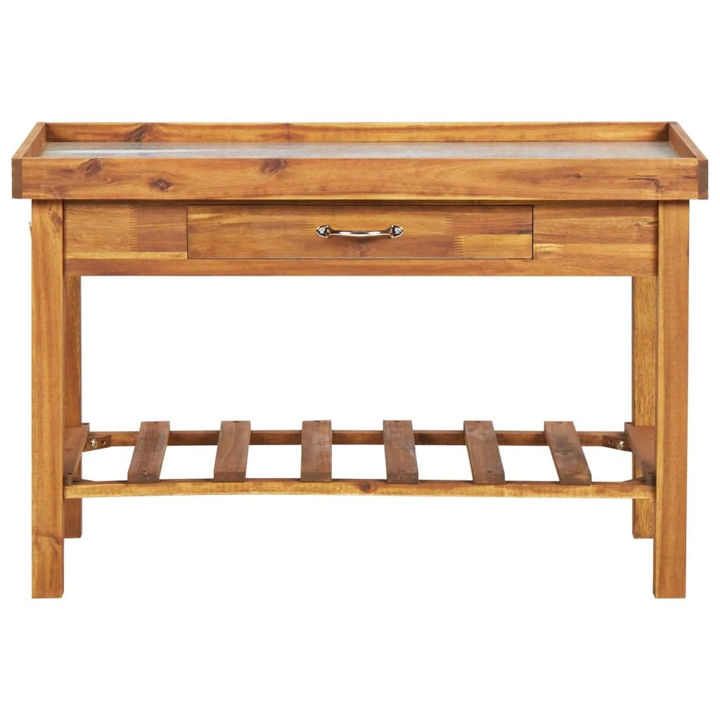 Garden Work Bench with Zinc Top Solid Acacia Wood G567