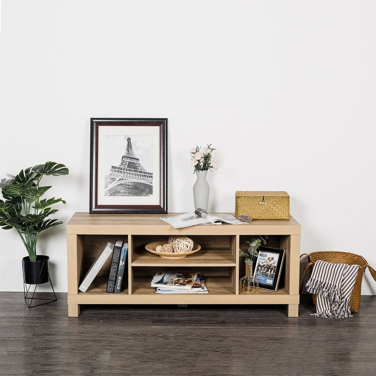 Mid Century Modern Wood Storage Cabinet with Shelves W7038