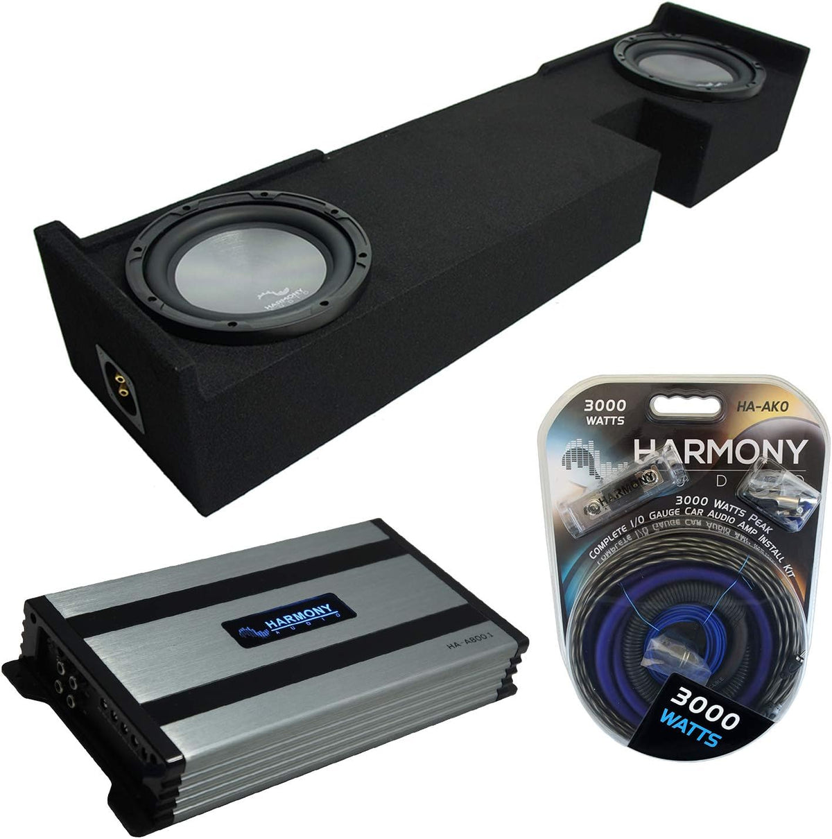 Compatible with Ford F-150 Extended/Super Super Cab Truck 2000-2003 Dual 10 Sub Box Enclosure & 1600W Amplifier B5186