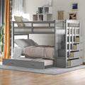 Twin Over Twin Wood Bunk Bed with Trundle and Staircase E20878