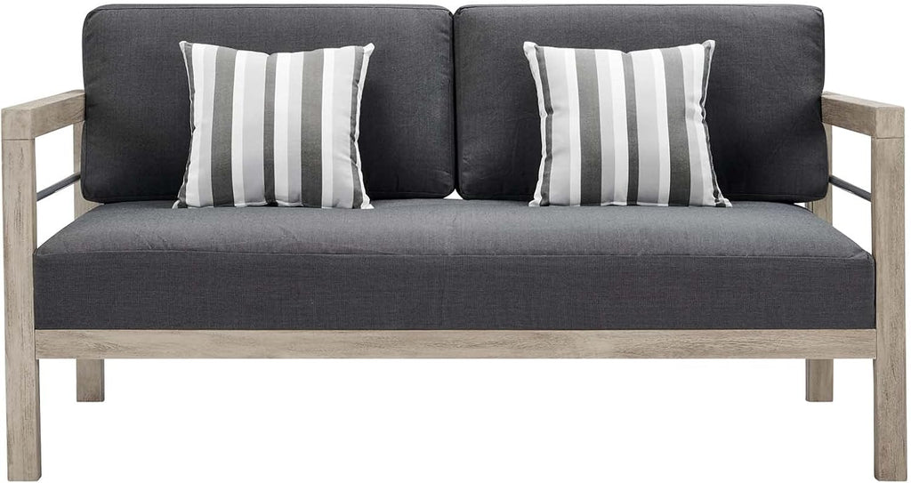 Light Gray Acacia Wood Patio Loveseat X5568