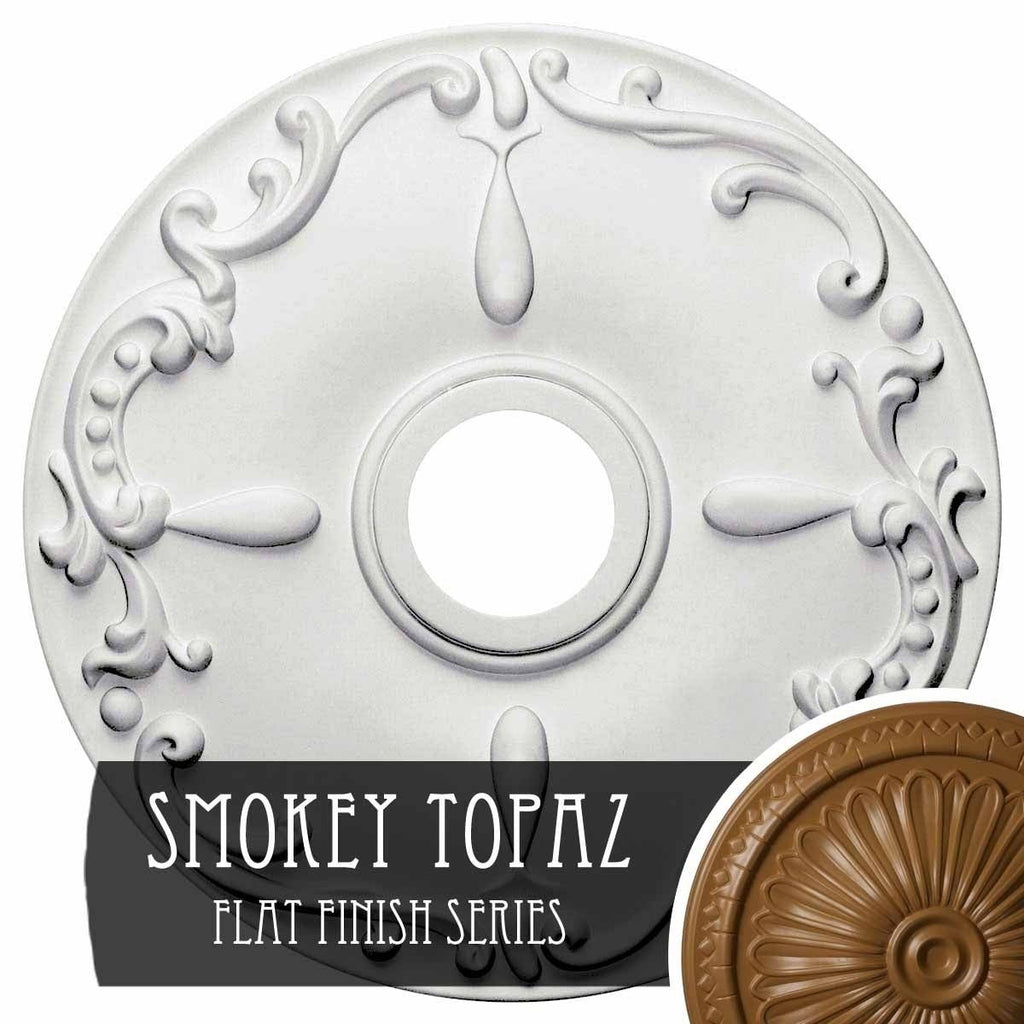 18 inch Ceiling Medallion Hand-Painted Smokey Topaz Orange J576