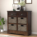 Storage Cabinet with 2 Drawers and 4 Fabric Baskets Y830980