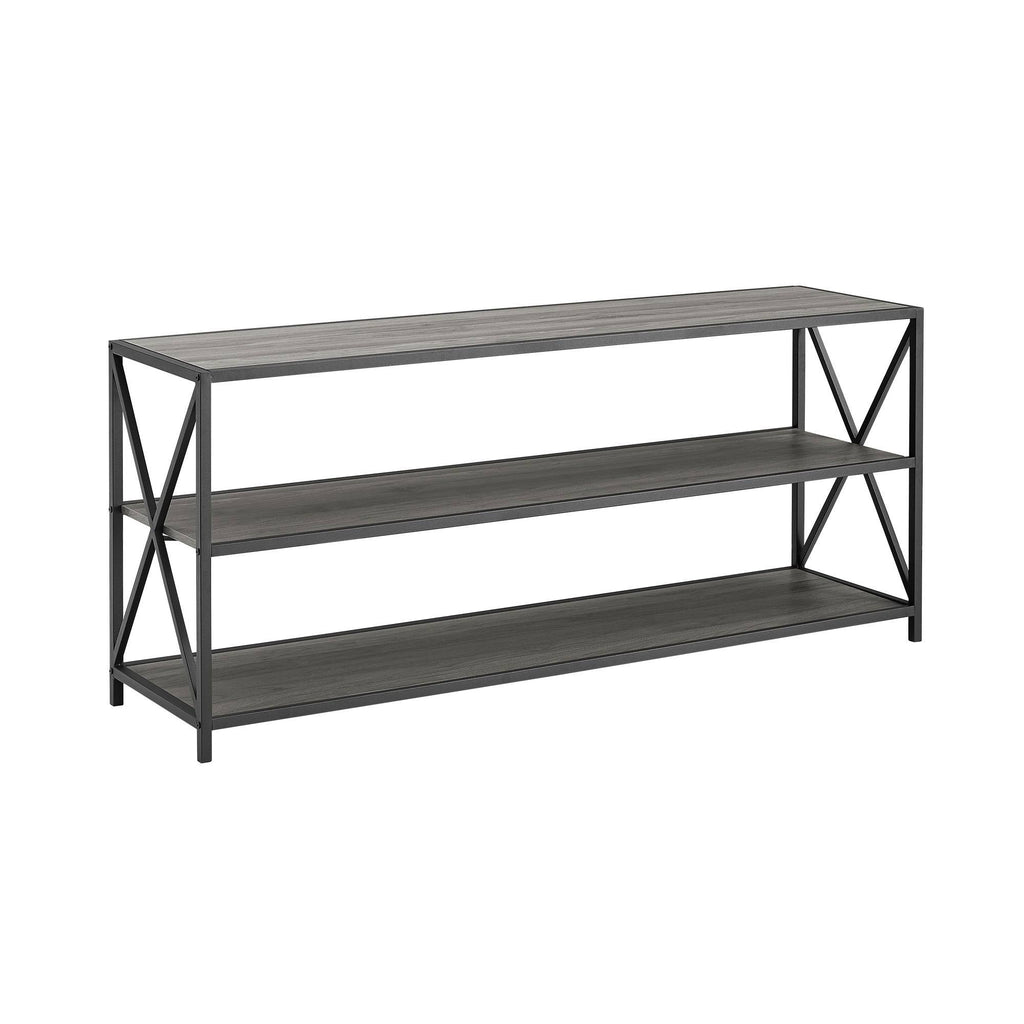 60-Inch X-Frame Bookshelf Dark Walnut Black Metal H528519