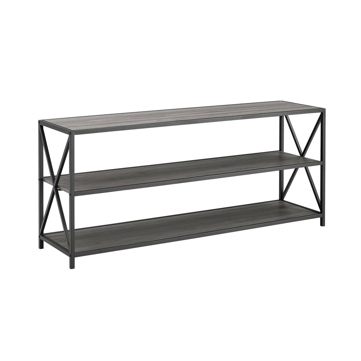 60-Inch X-Frame Bookshelf Dark Walnut Black Metal H528519