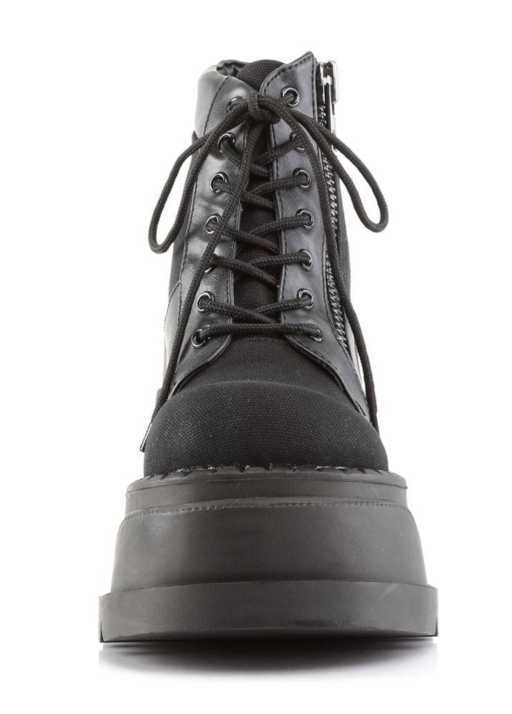 Black Canvas Vegan Leather Boots B353972