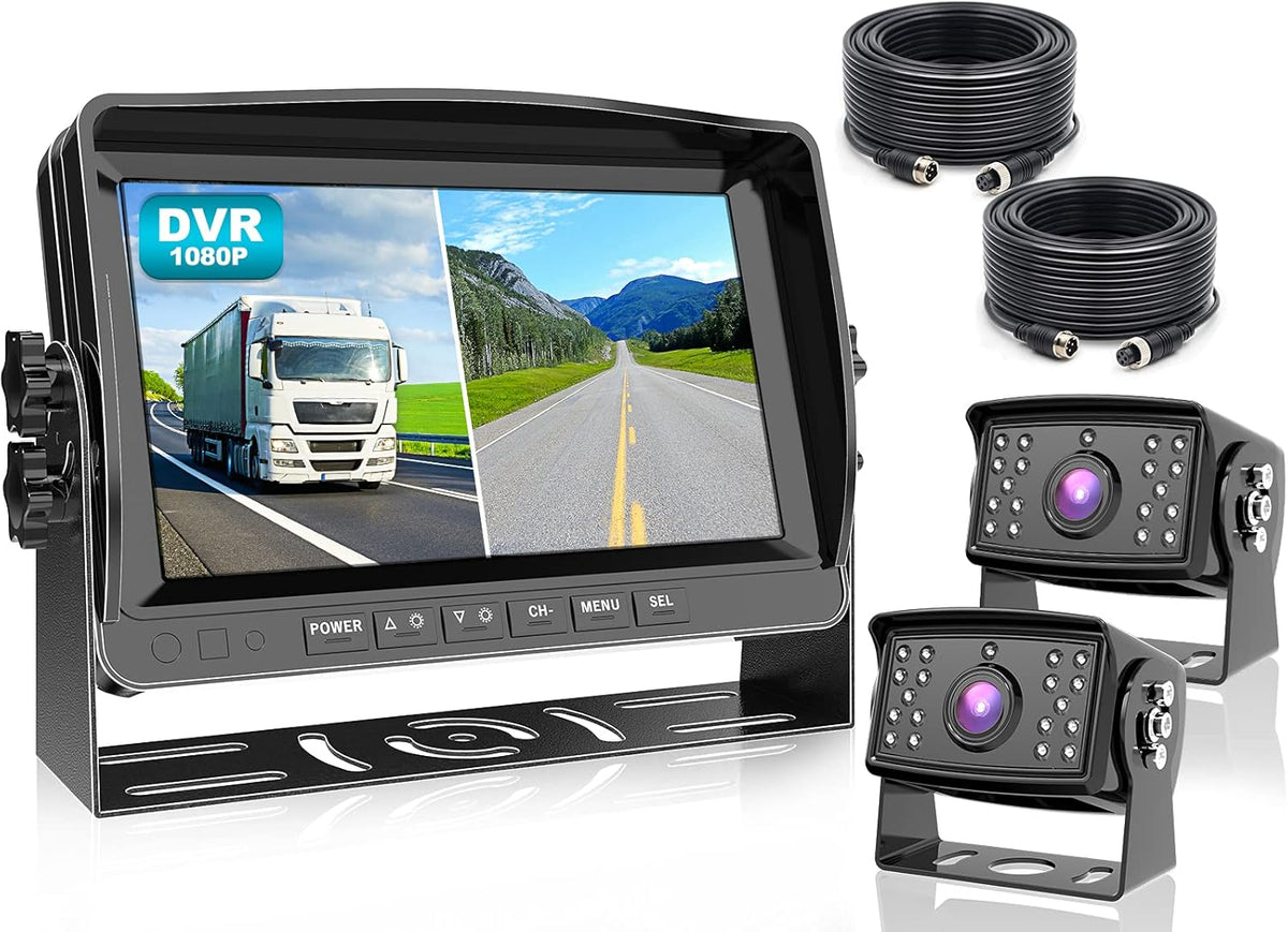 1080P 9 Wired Backup Camera System with 9-inch DVR Split Screen Monitor S8174