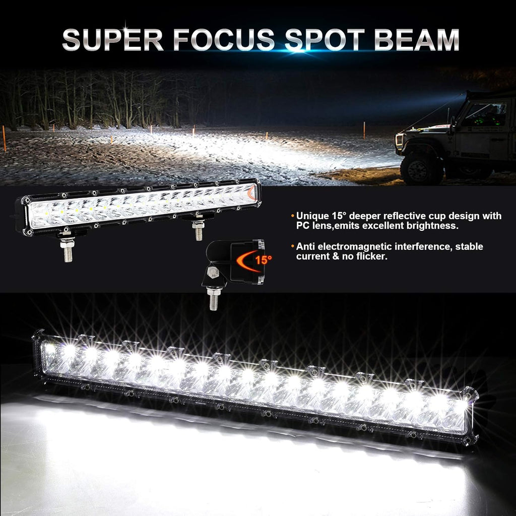 14 Inch 60W Single Row LED Light Bar Pack of 2 E980