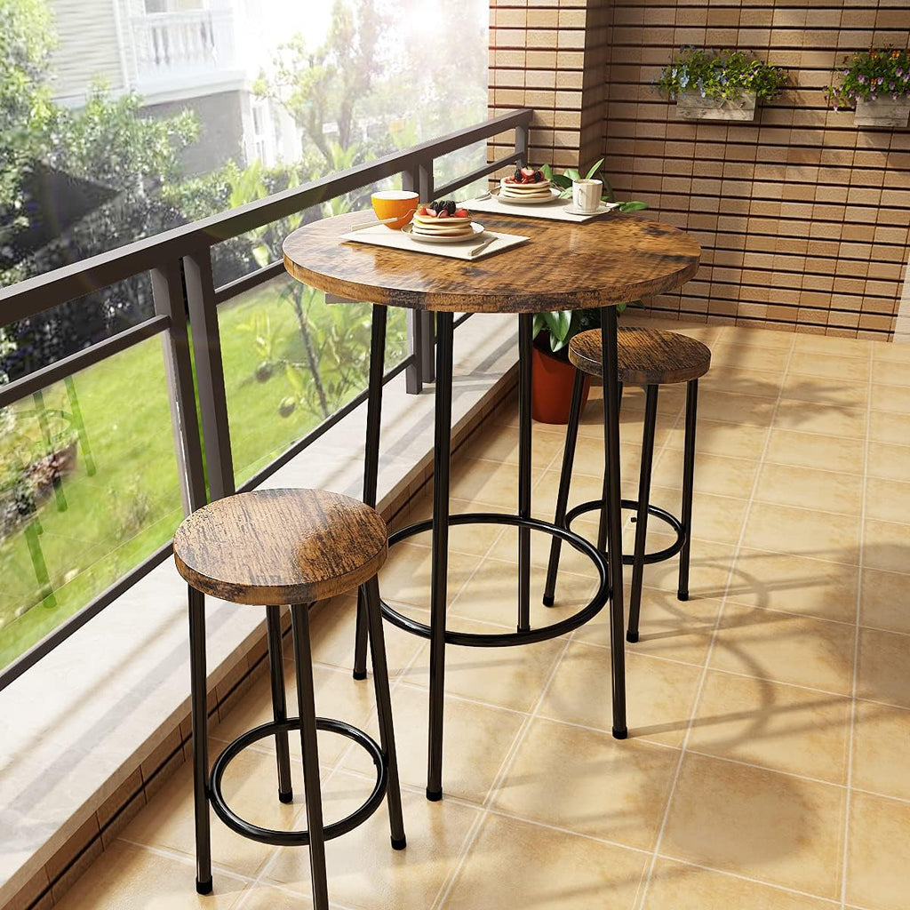 3 Piece Pub Dining Set Rustic Brown R19289