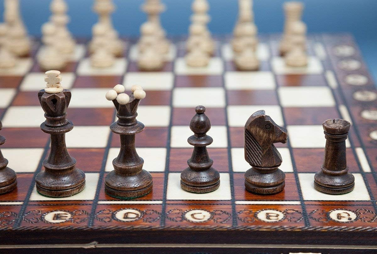 Handmade European Wooden Chess Set with 16 Inch Board and Hand Carved Chess Pieces Pack of 2 L459263