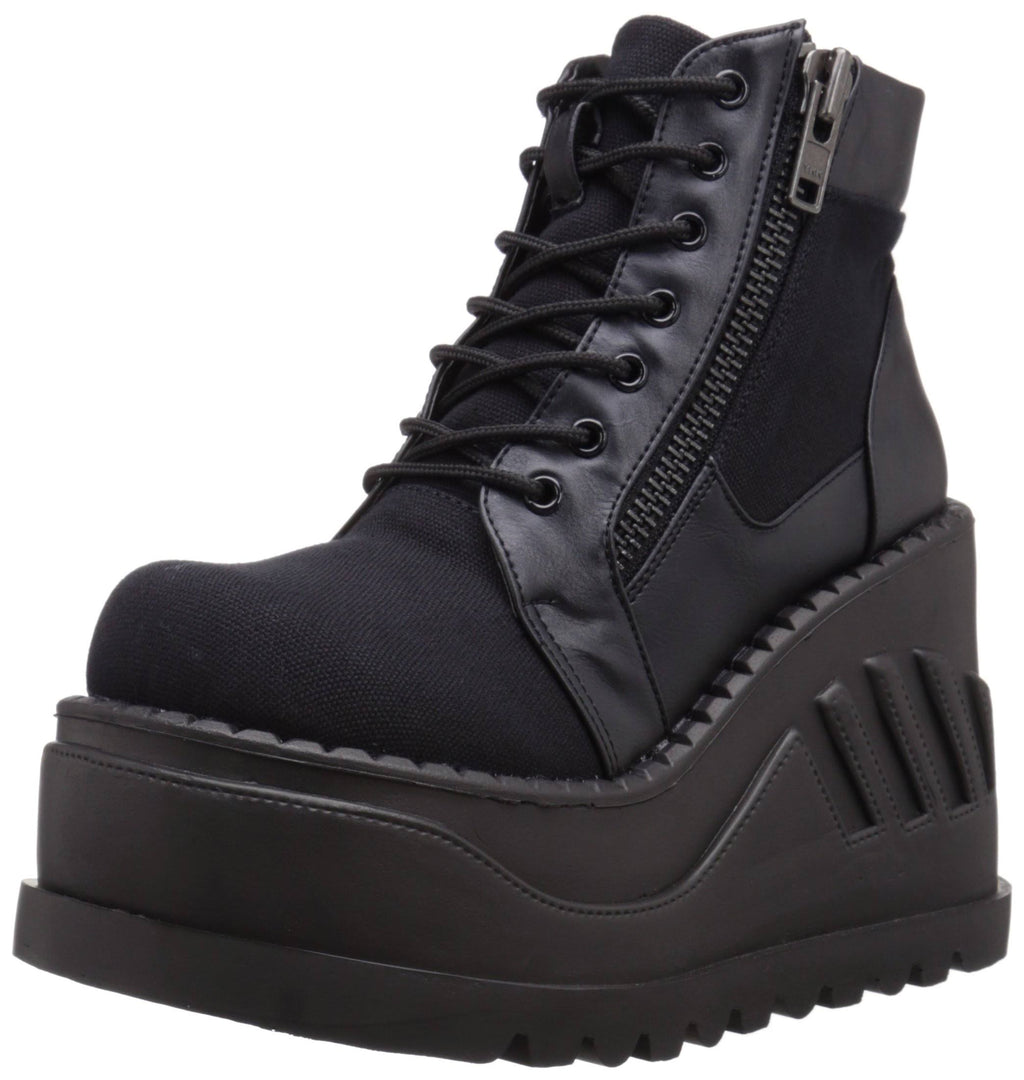 Black Canvas Vegan Leather Boots B353972