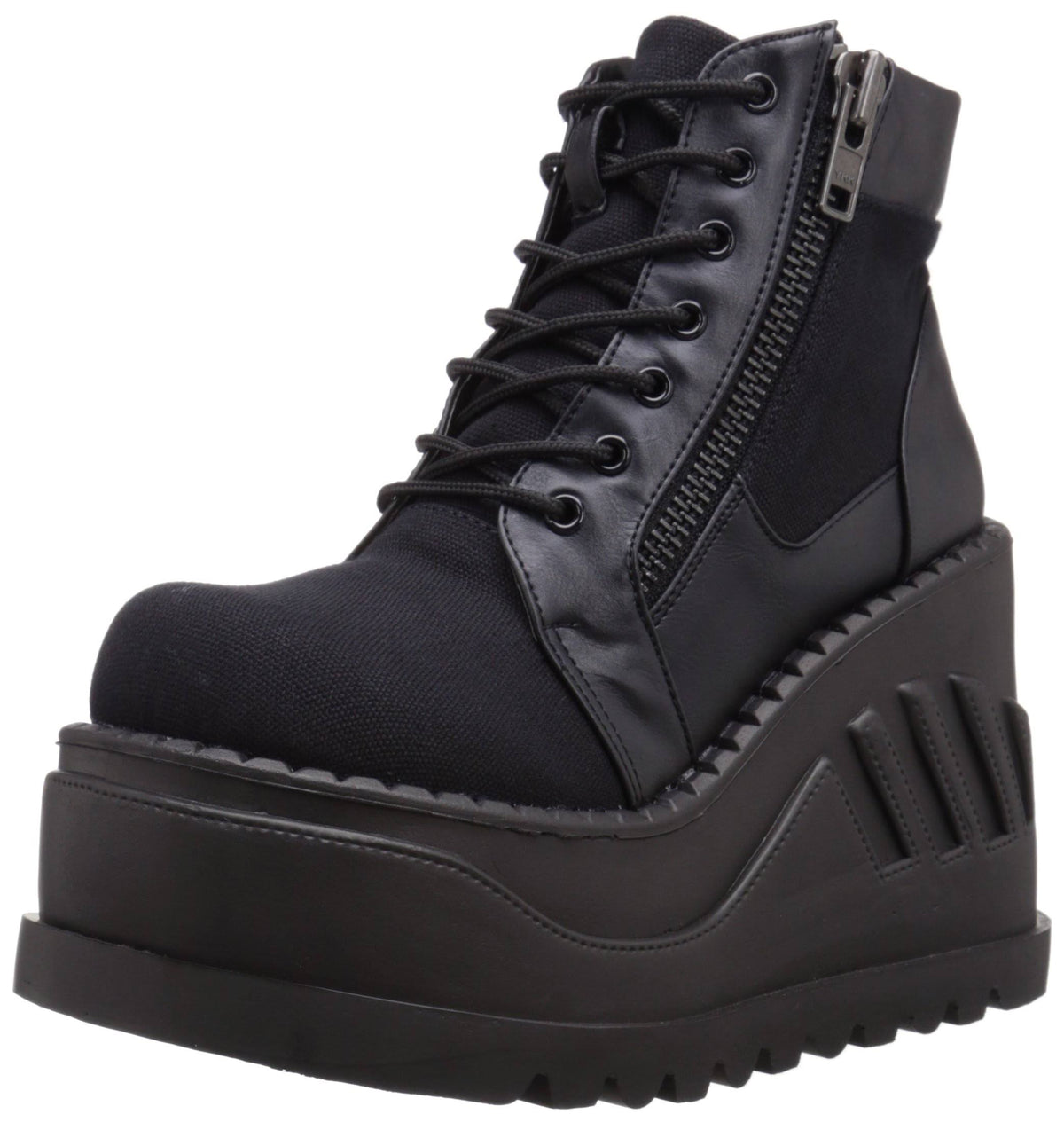 Black Canvas Vegan Leather Boots B353972