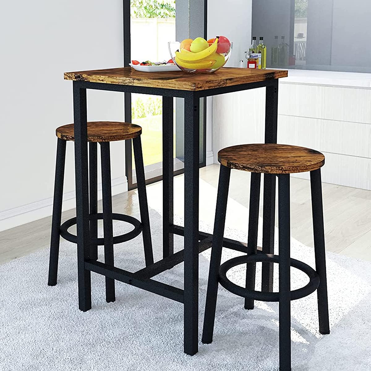 3 Piece Pub Dining Set Rustic Brown R19289