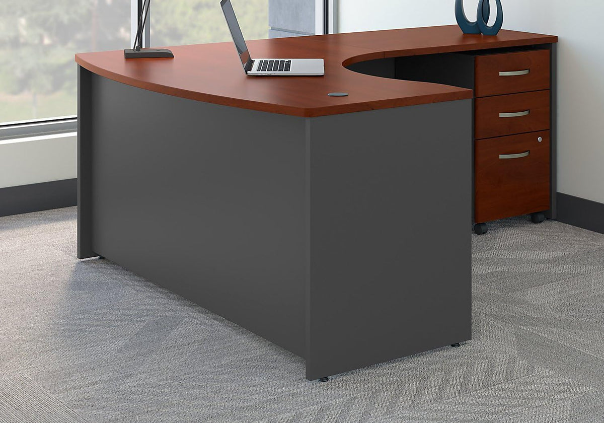 Hansen Cherry L Shaped Desk with Mobile File Cabinet B287