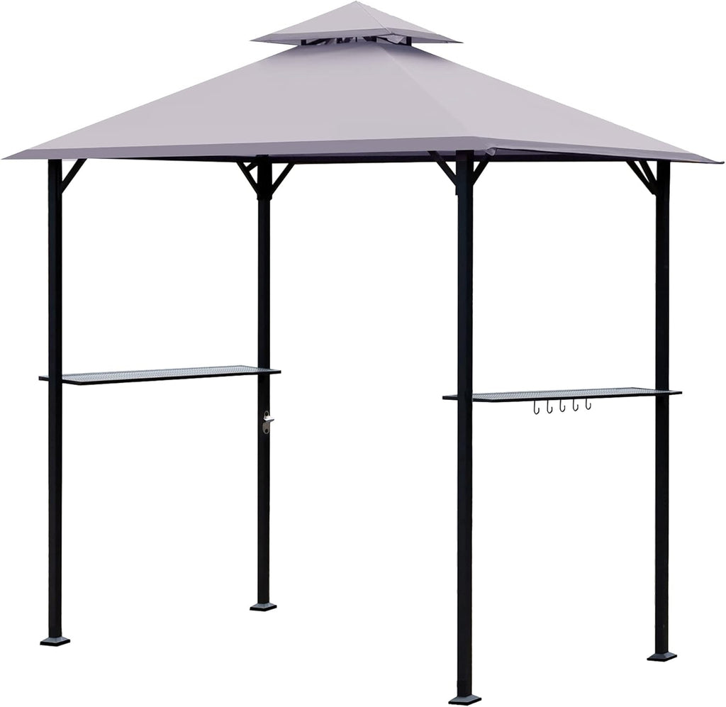 8 x 5 Ft Grill Gazebo with Steel Shelves and LED Lights W8909