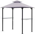 8 x 5 Ft Grill Gazebo with Steel Shelves and LED Lights W8909
