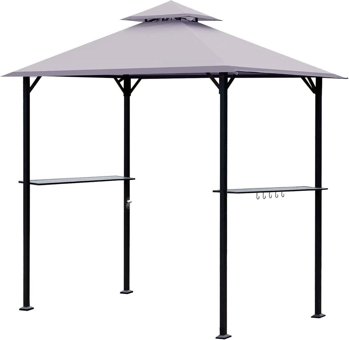 8 x 5 Ft Grill Gazebo with Steel Shelves and LED Lights W8909