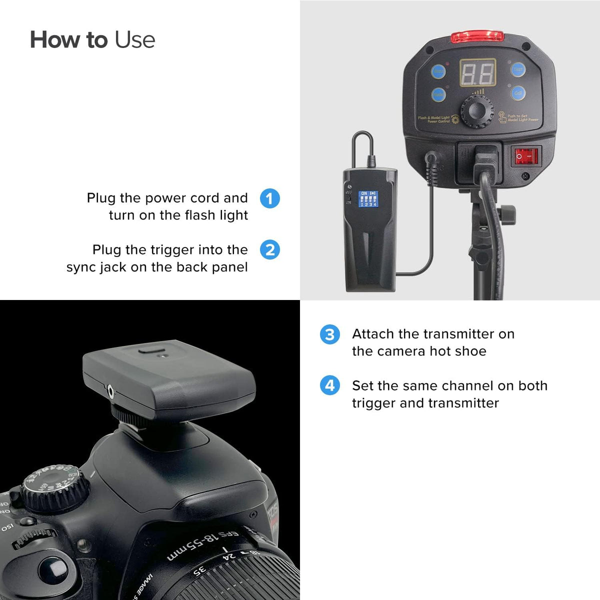 300W 5600K Flash Strobe Monolight with Wireless Trigger & Receiver I414