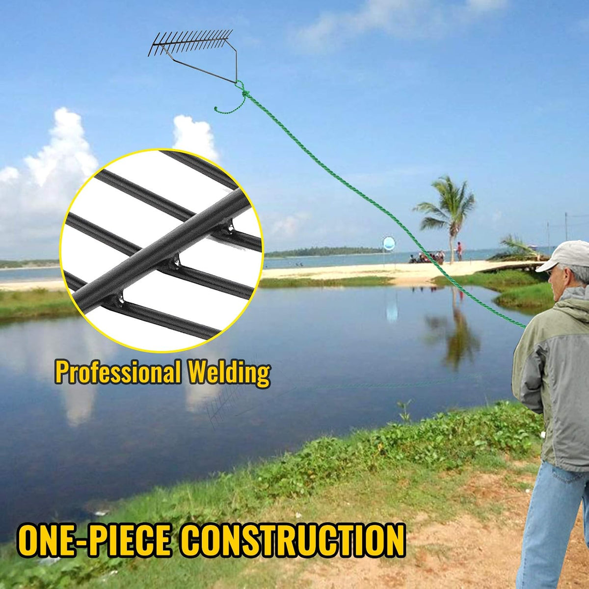 32 Inch Double Sided Aquatic Weed Rake with 66ft Rope L649420