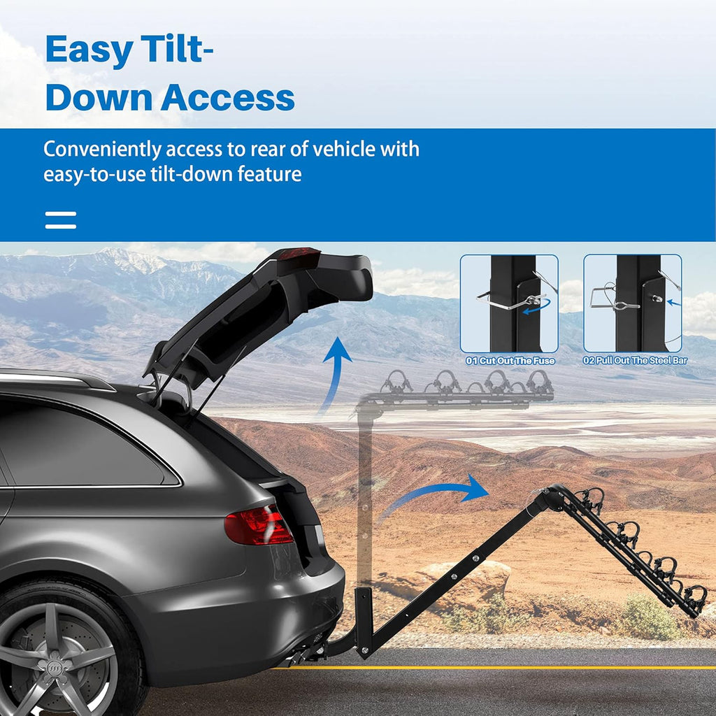 4 Bike Heavy Duty Hitch Mount Bike Rack with Tie Down Strap L448586