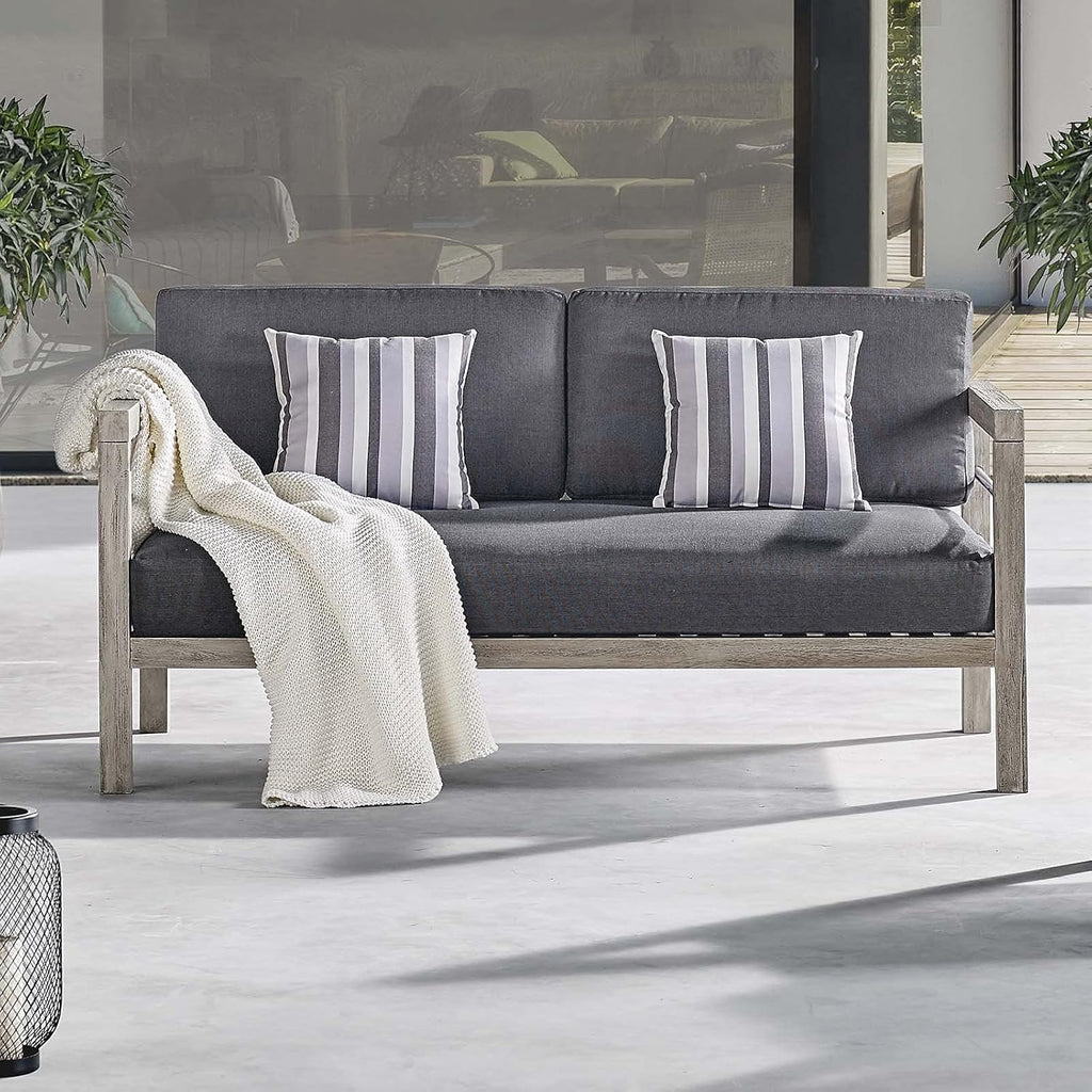 Light Gray Acacia Wood Patio Loveseat X5568
