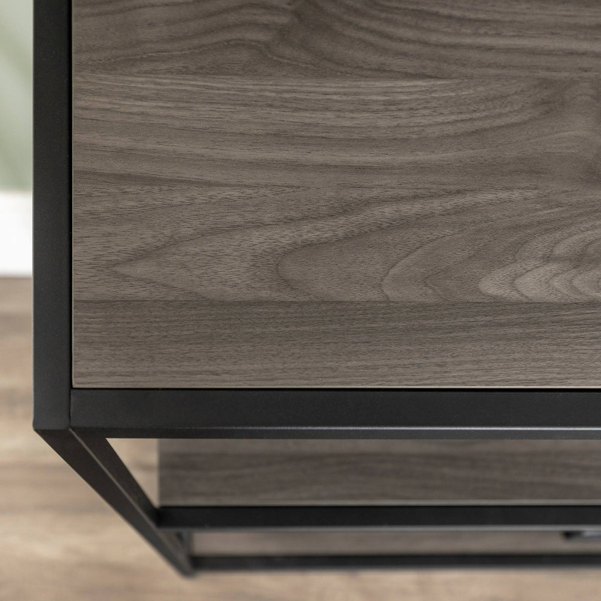 60-Inch X-Frame Bookshelf Dark Walnut Black Metal H528519
