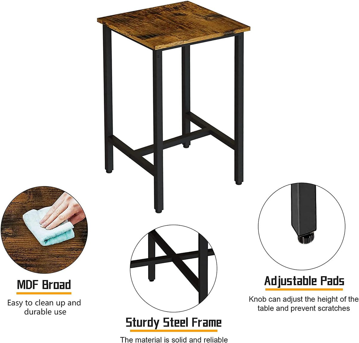 3 Piece Pub Dining Set Rustic Brown R19289
