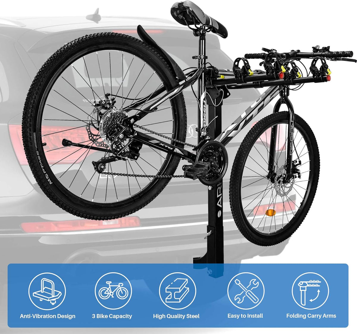 4 Bike Heavy Duty Hitch Mount Bike Rack with Tie Down Strap L448586