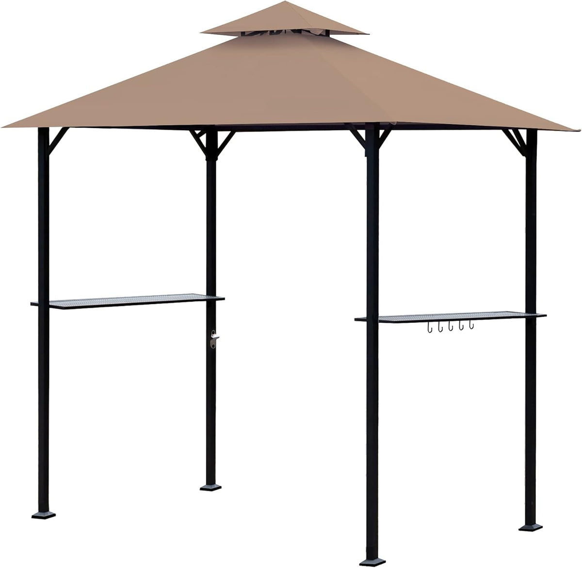 8 x 5 Ft Grill Gazebo with Steel Shelves and LED Lights W8909