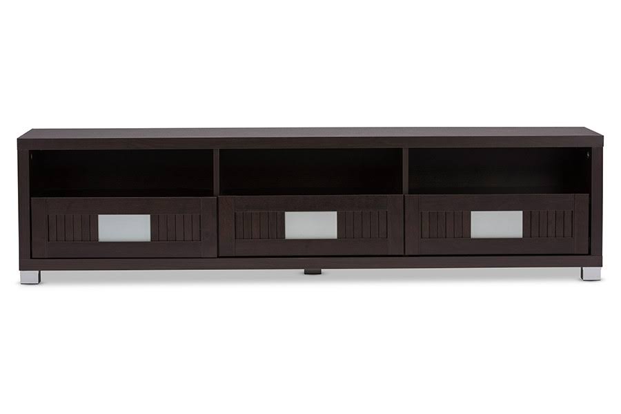 Dark Brown Wood 63-inch TV Cabinet with 3-Drawer F9709